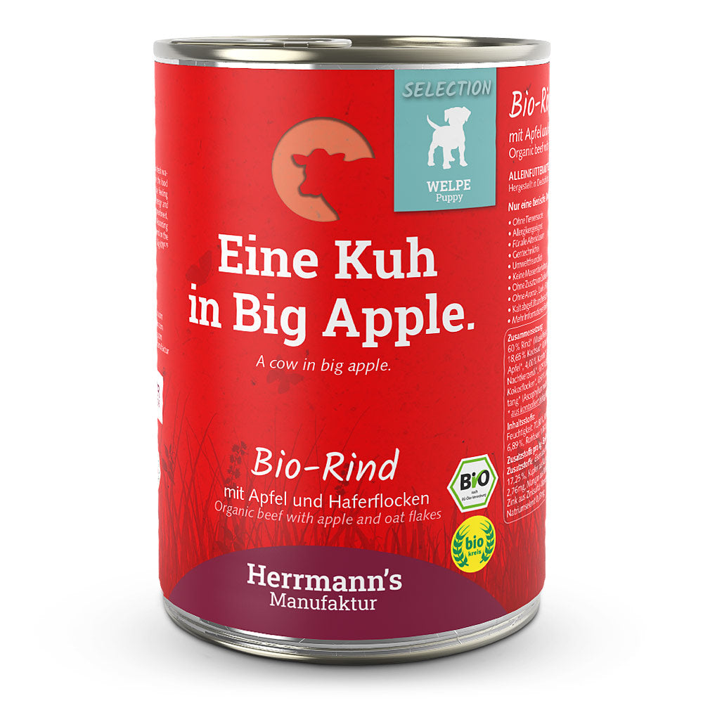 Herrmann’s Welpenfutter Bio Rind mit Apfel und Haferflocken