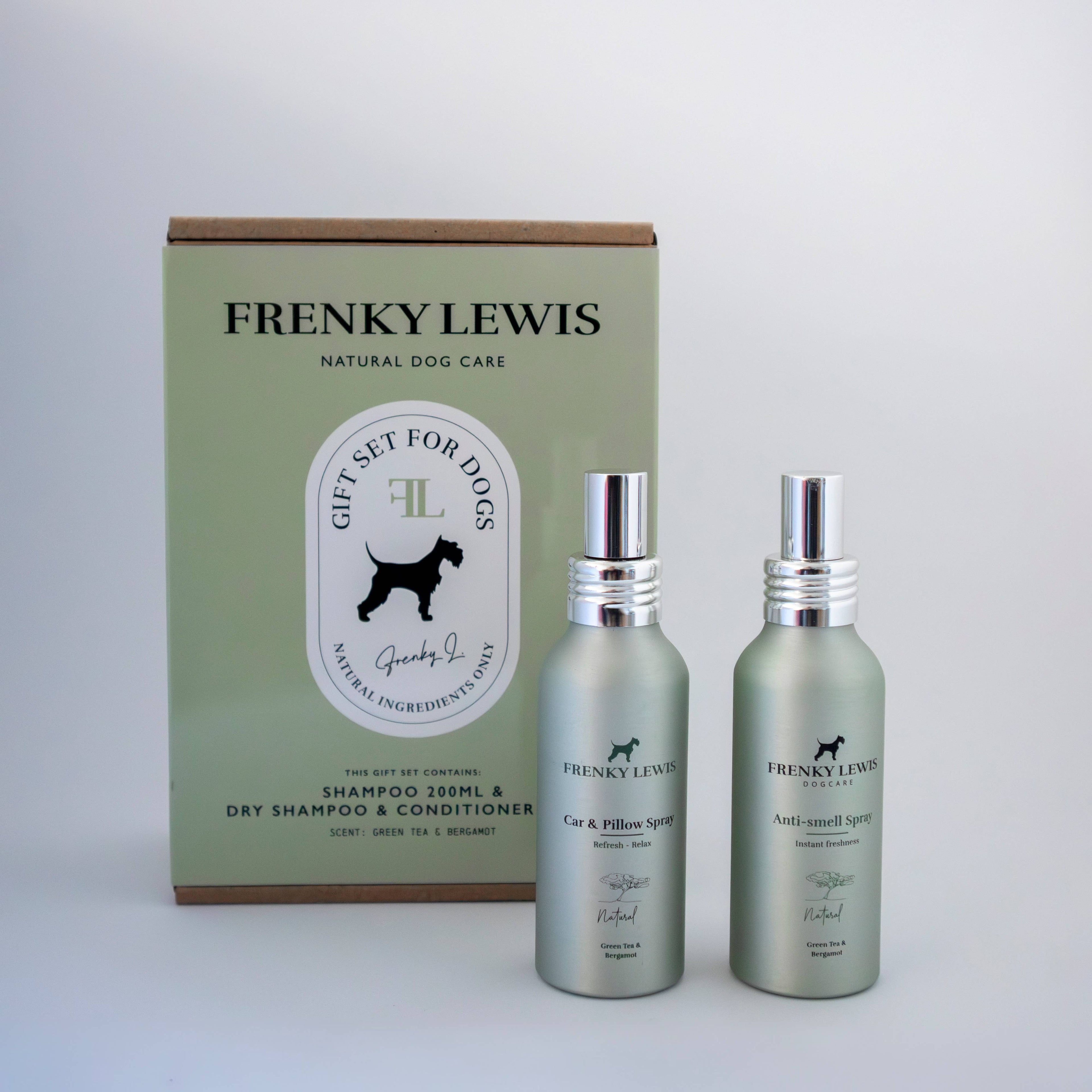 Auto & Kissen + Anti-Geruchsspray – Grüner Tee & Bergamotte
