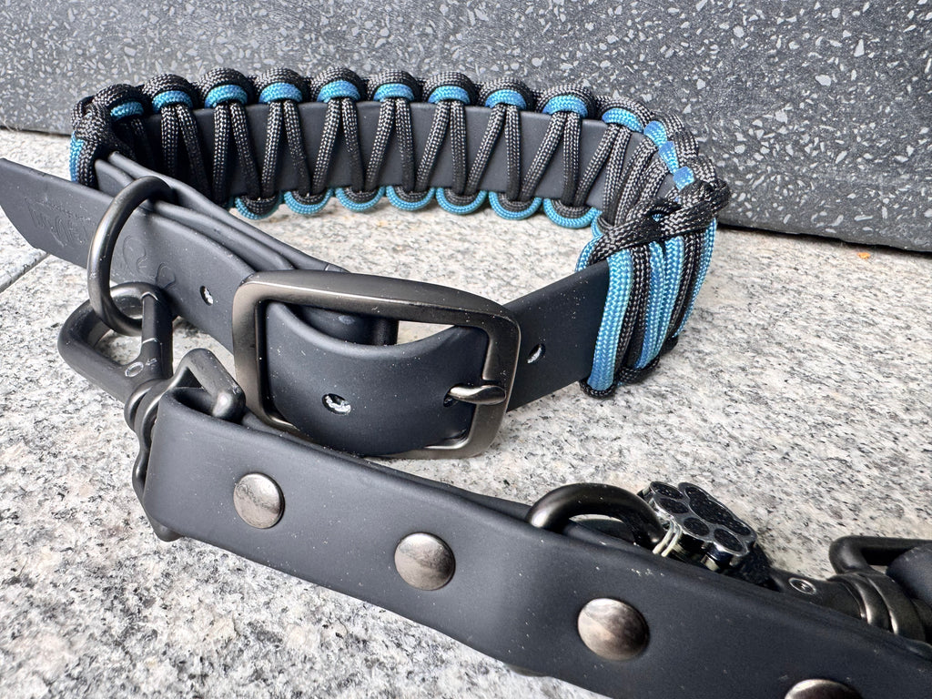 Biothane meets Paracord, Set "Blue Onyx" (37-45cm)