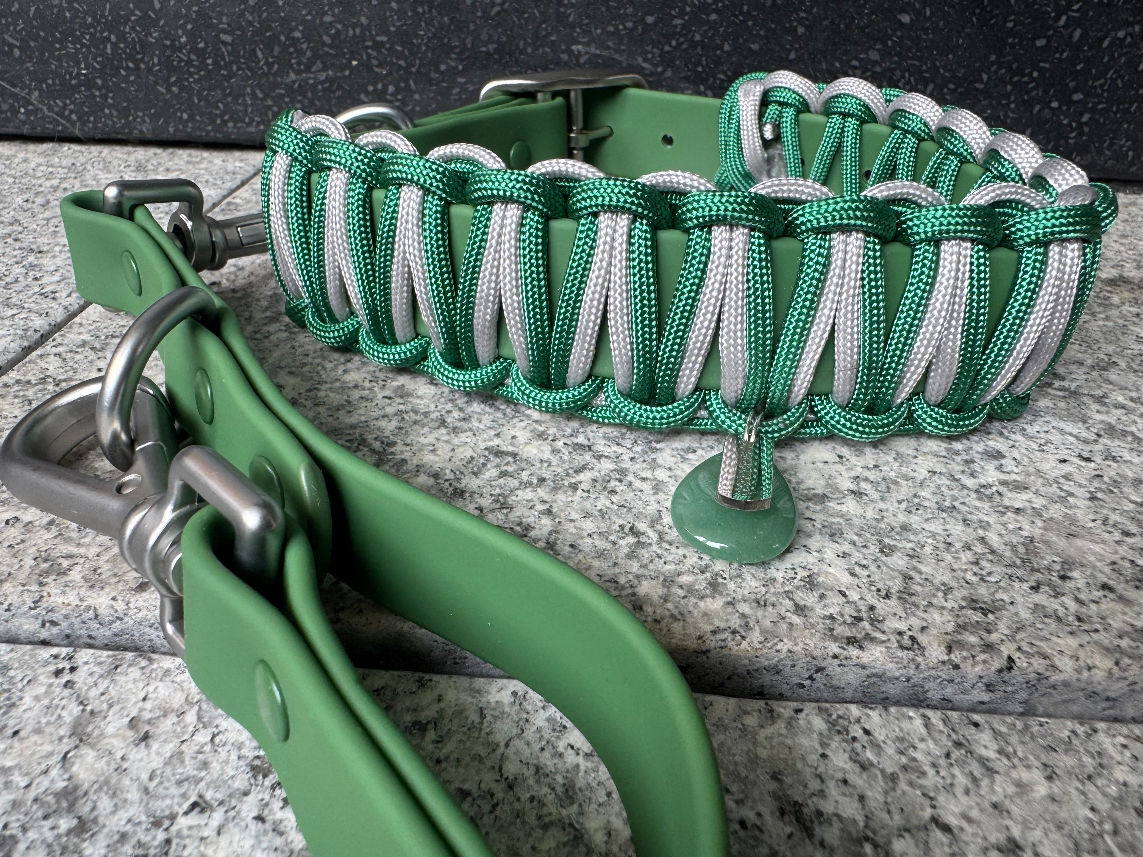 Biothane meets Paracord, Set "Grüner Aventurin"
