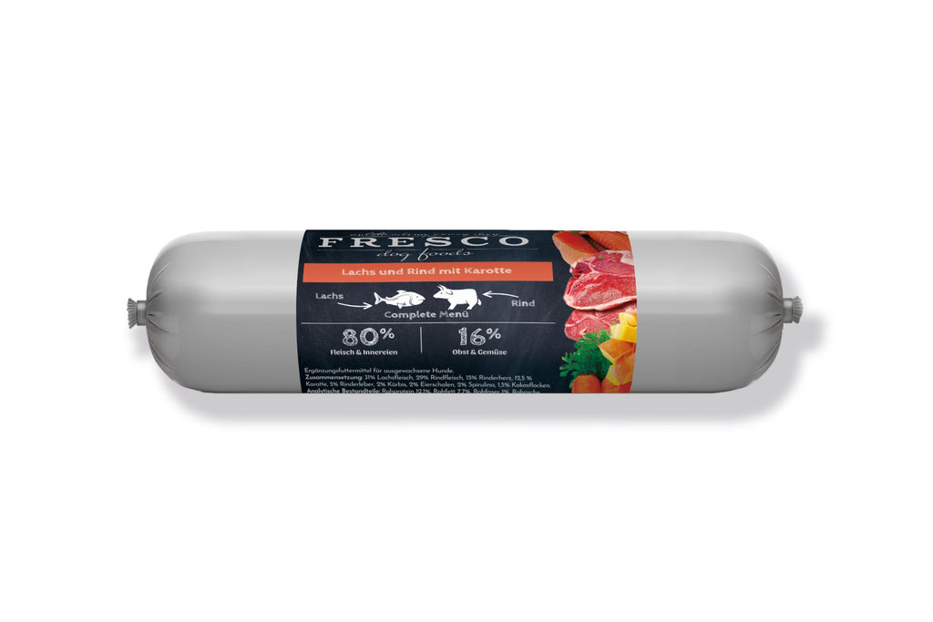 BARF Wurst Complete - Lachs und Rind mit Karotte, 400g