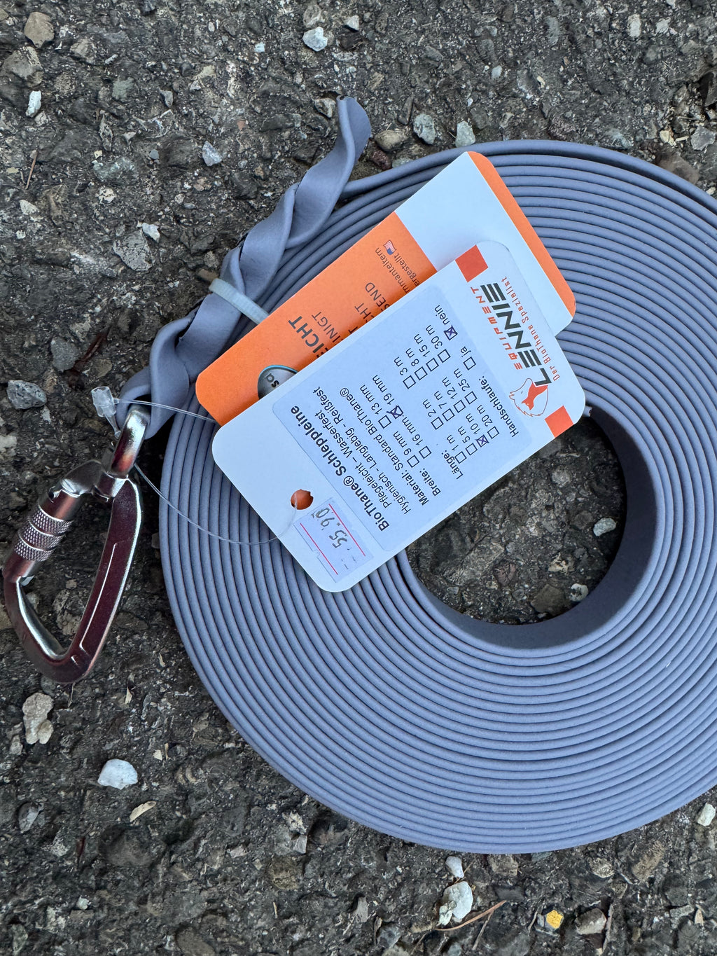 BioThane Schleppleine, 19mm, 10 m, Grau