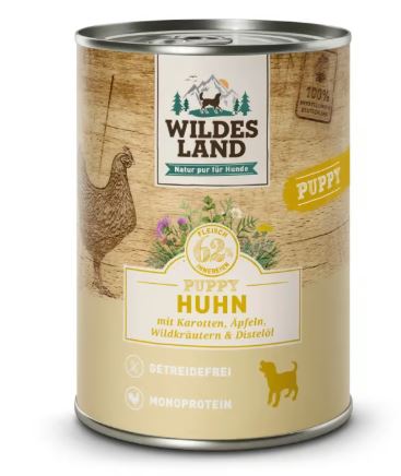 Puppy Huhn mit Karotte, Apfel und Wildkräutern 400g