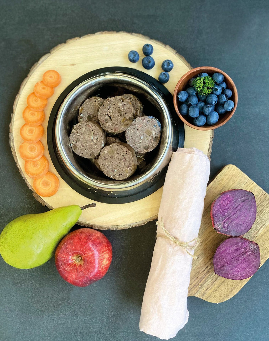 BARF Wurst Complete - Menü Weideziege mit Steckrübe und Kürbis 400g