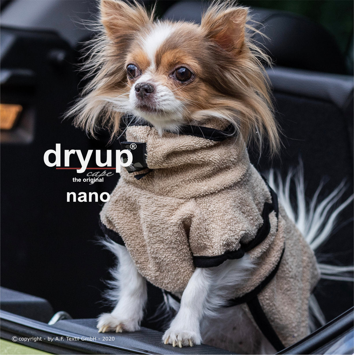 Hundebademantel - Dryup® cape nano (15-25cm Rückenlänge)
