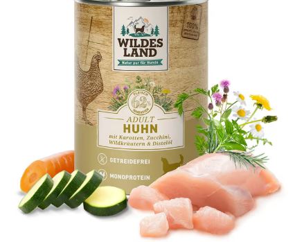 Classic Adult Huhn mit Karotten, Zucchini, Wildkräutern und Distelöl