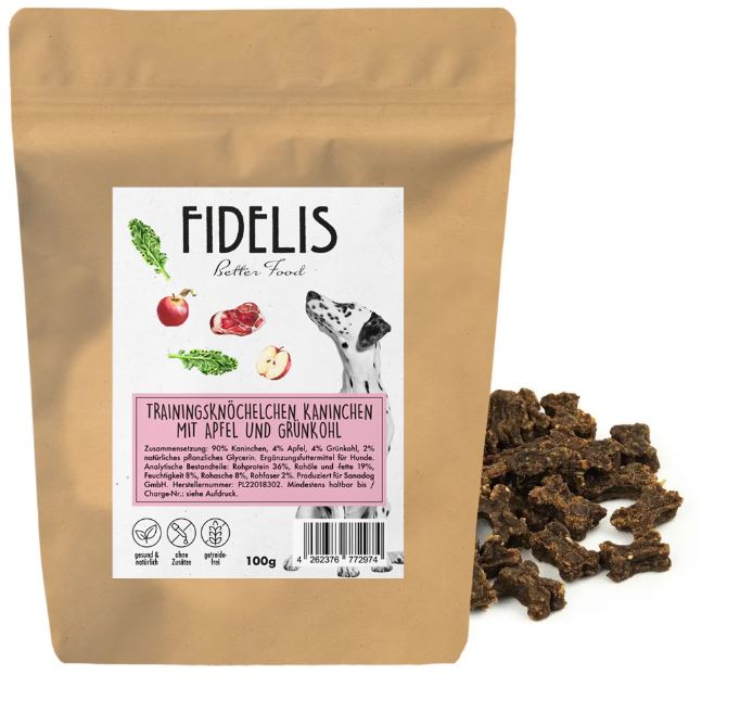 Fidelis / Sanadog Trainingsknöchelchen Kaninchen mit Apfel und Grünkohl