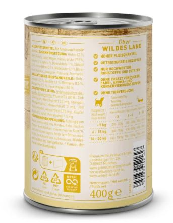 Puppy Huhn mit Karotte, Apfel und Wildkräutern 400g